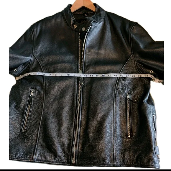 FMC Leather Jacket Motorcycle Men Size XL Black Zip Up - Picture 3 of 7